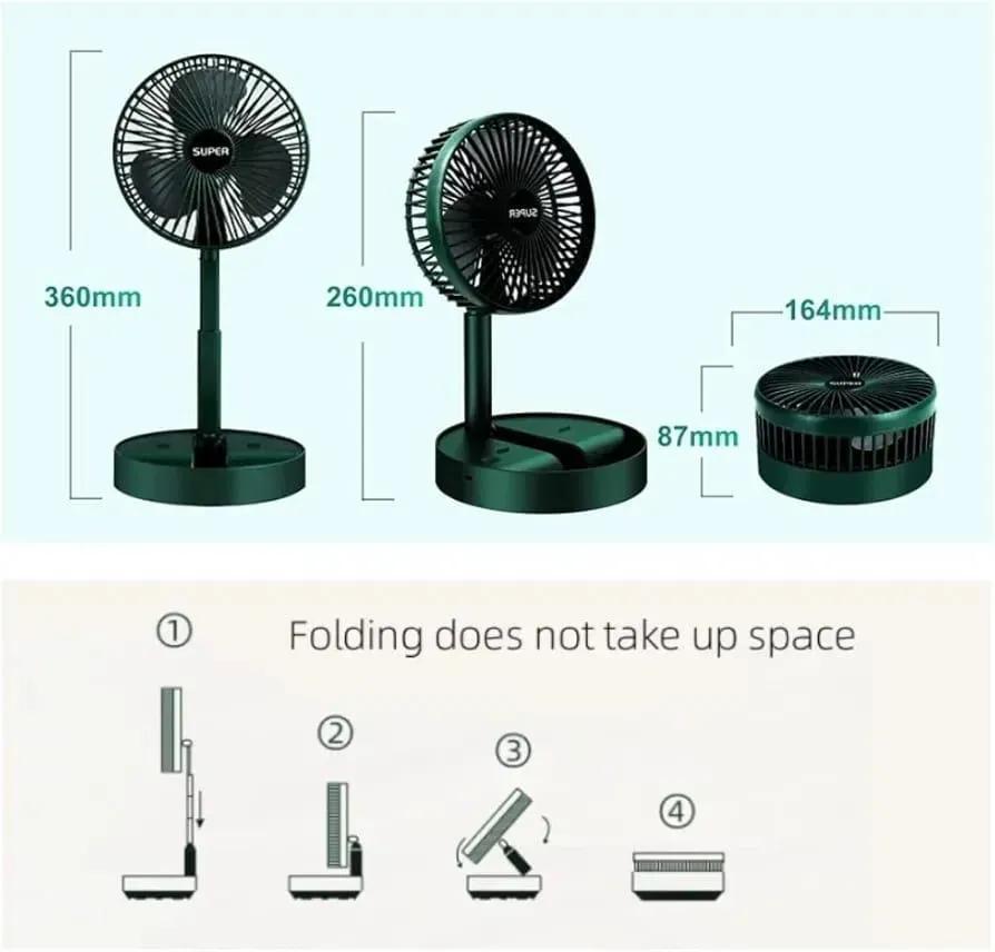 Rechargeable Green Desk Fan ABS Plastic