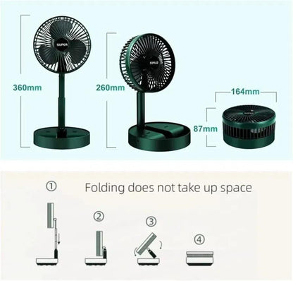 Rechargeable Green Desk Fan ABS Plastic