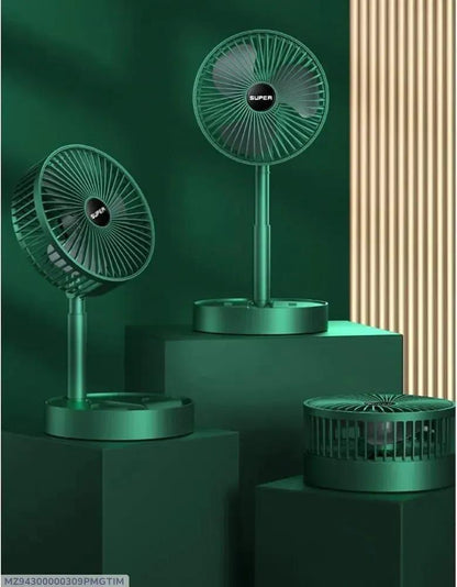 Rechargeable Green Desk Fan ABS Plastic