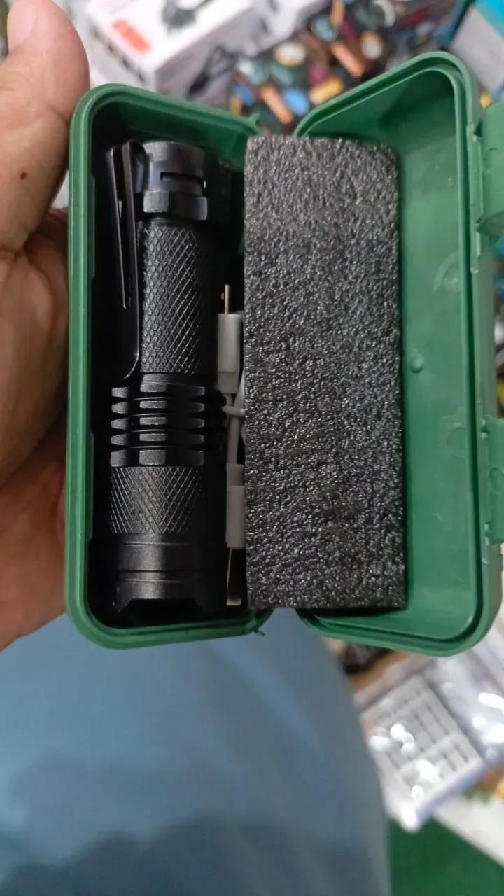 Portable LED Rechargeable Torch Black USB Charge 300mAh