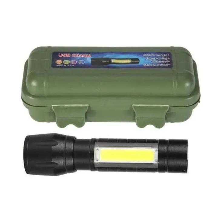 Portable LED Rechargeable Torch Black USB Charge 300mAh