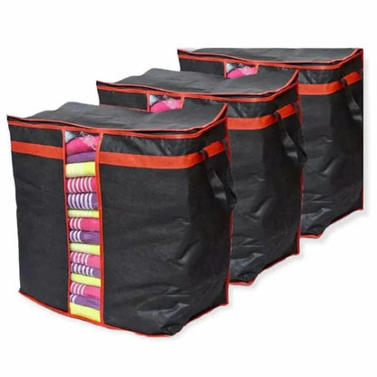 Black Storage Bag for Wardrobe Organiser 2 Pcs