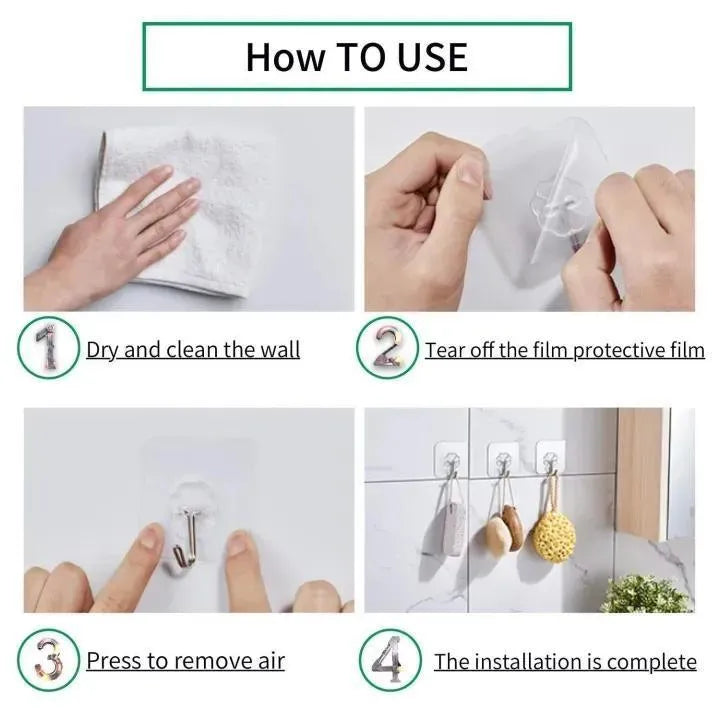 Waterproof Wall Hooks 10Pcs ABS Plastic Home Essentials