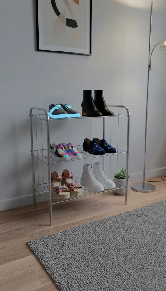 Stainless Steel 3-Tier Shoe Rack Silver