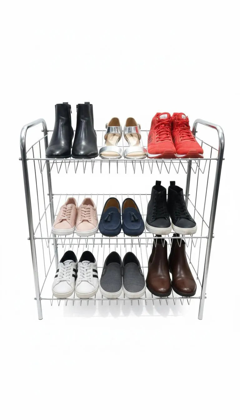 Stainless Steel 3-Tier Shoe Rack Silver