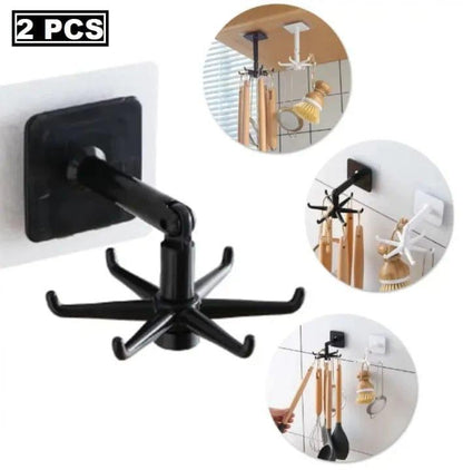 Black Rotating Wall Hook for Bathroom Essentials