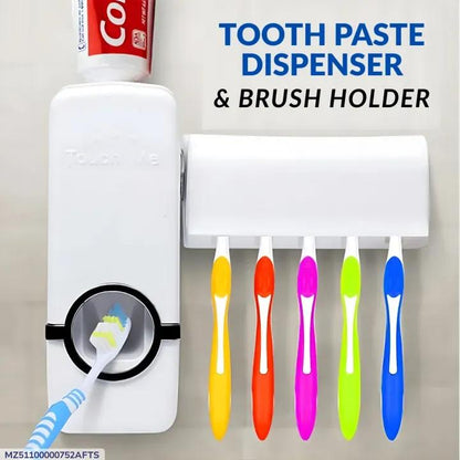 White Toothpaste Dispenser & Brush Holder for Bathroom Organization