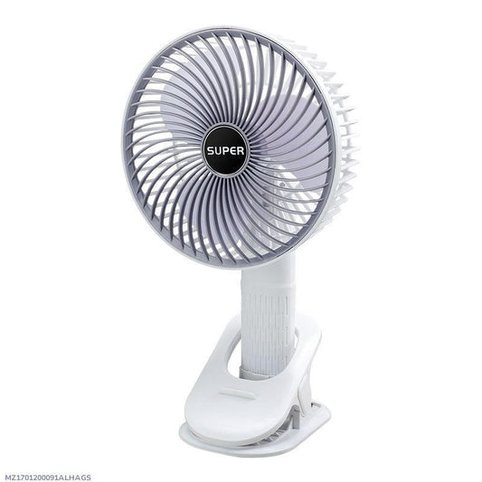 Rechargeable Clip Fan White ABS Portable