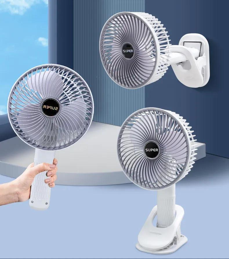 Rechargeable Clip Fan White ABS Portable
