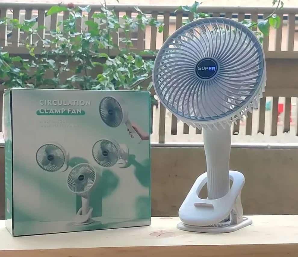 Rechargeable Clip Fan White ABS Portable