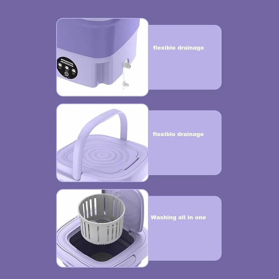 Portable Mini Washing Machine Purple Rechargeable ABS